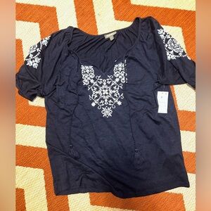 Style & Co Embroidered Peasant Top